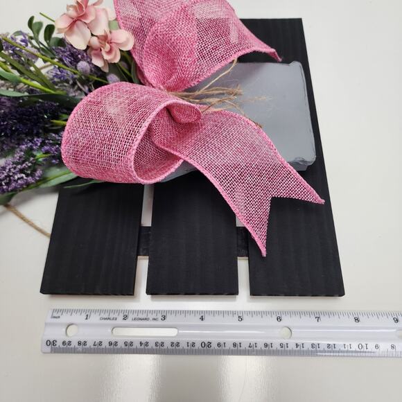 Spring Wooden Bouquet Lavender Wild Flowers Pink & Twine Bow Hanging Door Sign - Picture 6 of 6